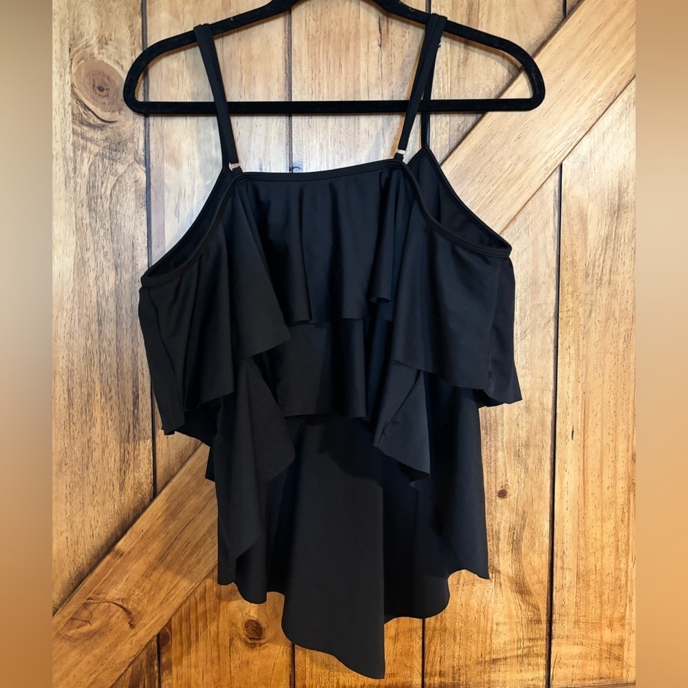 Plus Size Tankini Two Piece Black Tropical Print Size 3x - Picture 3 of 5